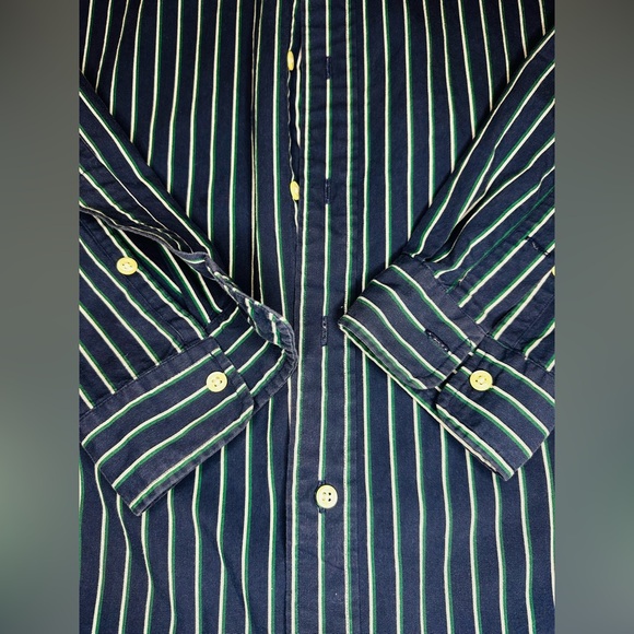 Ralph Lauren Blaire Striped Button Down Shirt Men’s XL Blue Green Cotton - Picture 8 of 11